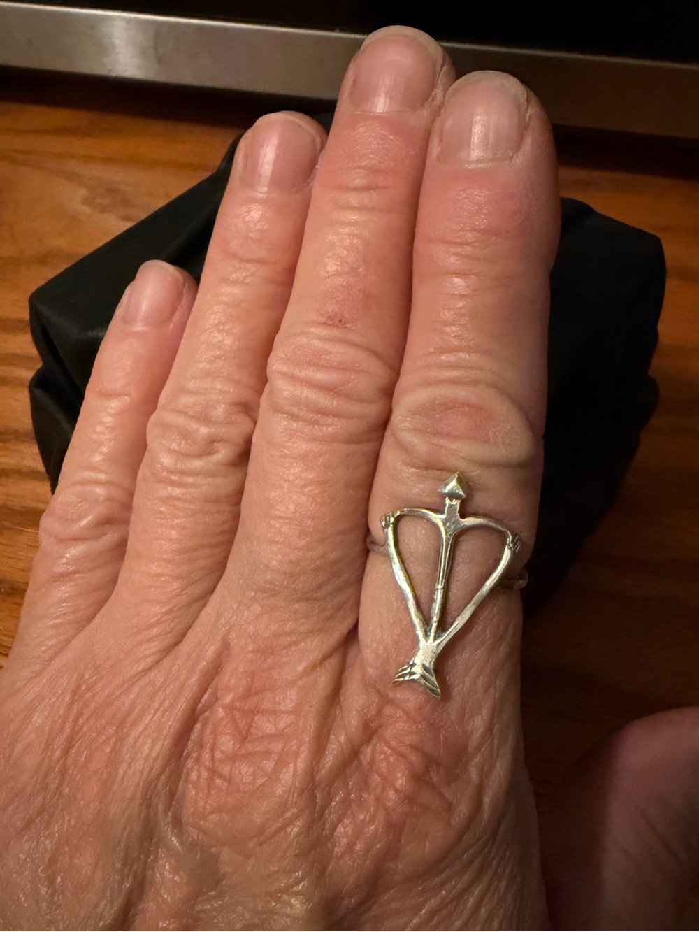Open Heart Warrior sterling silver ring, size 9